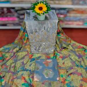 Vestido de Novia Personalizable con Tela Jacquard Fransawi Dirac Somalí de Tradición Atemporal, con Patrón Floral Abstracto, para Niñas - Product Image 1