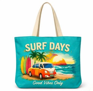 Grand sac de plage en toile imprimé avec logo personnalisé, poignée épaule, sac de plage en toile imprimé - Product Image 1