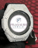 Pragalbh Jewels Luxus-Diamantuhr mit Pavé-Moissanit-Besatz, achteckiger Lünette und Kautschukarmband – Herren-Hip-Hop-Uhr