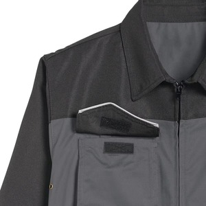 <b>Men's</b> Gray <b>Work</b> Coverall With Black Accents Abrasion Resistant Polyester Long Sleeve Safety Uniform - Product Image 4