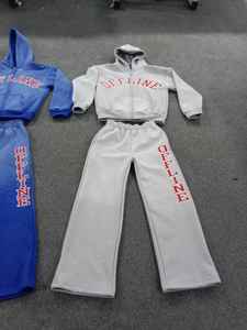 ชุดวอร์มซิปแบบซันเฟด แอซิดวอช ดีไซน์โลโก้แบบกำหนดเอง ชุดวอร์มผู้ชายแบบแอซิดวอช ชุดวอร์มสำหรับวิ่งออกกำลังกาย - Product Image 5