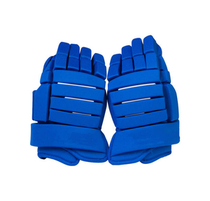 Ice Hockey Gloves Blue Full Finger Breathable <b>Hook</b> and Loop Closure Unisex Polyester Sports Protection - Product Image 1