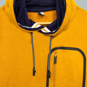 Sudadera con Capucha Unisex Color Amarillo Mostaza, Corte Regular, Informal, con Bolsillo con Cremallera, Secado Rápido, Ropa de Invierno - Product Image 4