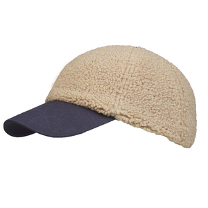 Casquette de baseball en polaire beige avec visière marine, 6 panneaux, unisexe, décontractée, pour l'hiver, ajustable, en tissu sergé - Product Image 1