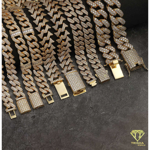 Conjunto de Collar de Eslabones Cubanos Anchos de Plata de Ley 925 con Diamantes de Moissanita VVS, Acabado en Oro, Joyería de Lujo - Product Image 4
