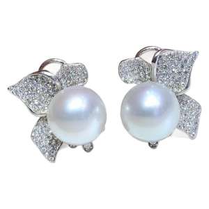 Boucles d'oreilles en perles de luxe légères exquises de 6,5 à 7 mm, couronne de fleurs en argent pur, perles d'eau douce naturelles de 6,5 à 7 mm, boucles d'oreilles brillantes - Product Image 5