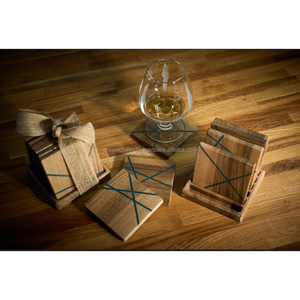 Ensemble de sous-verre en bois de qualité supérieure (5 + 1) avec boîte de rangement élégante faite à la main verres élégants décor de table rustique pour salle à manger et bureau - Product Image 1