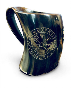 Mug en corne de buffle naturel de style viking vintage avec décorations artisanales sculptées, style médiéval, décoration pour bar à domicile - Product Image 3