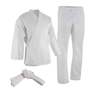 White Karate Judo Gi Cotton Unisex Martial Arts Uniform Breathable Loose Fit 160g Front Logo Training Wear - Product Image 5
