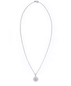 Pendentif et boucles d'oreilles Halo rond en zircon cubique dans une plaque en argent fin, 2 pièces | Macy's - Product Image 4