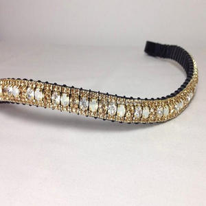 หนังม้าทำด้วยมือคุณภาพระดับพรีเมียมแบบอังกฤษทำด้วยมือหนังสีดำเป็นลอนประดับคริสตัลบุษราคัมโคโลราโด - Product Image 5