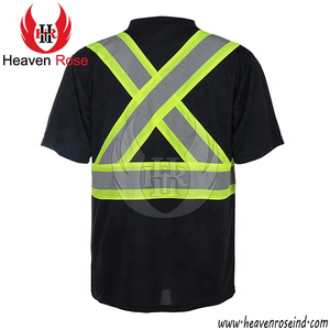 เสื้อยืดนิรภัยสะท้อนแสงแบบมองเห็นได้ชัดเจน เสื้อผ้าทำงานแบบ Hi-Vis มาตรฐาน ANSI Class 2 ผลิตจากโพลีเอสเตอร์ระบายอากาศได้ดี ขายส่ง - Product Image 6