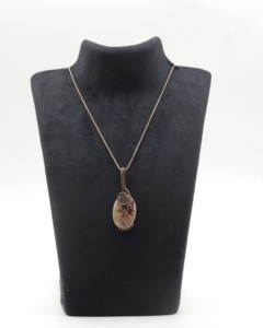 Collar con Colgante de Piedra de Ágata Natural Envuelto en Alambre de Cobre, Joyería Boho Hecha a Mano con Piedras Preciosas, Venta al Por Mayor - Product Image 4