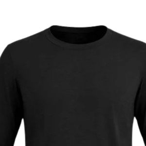 <b>Women</b> <b>Black</b> Long Sleeve Crew Neck Top Curved Hem Basic Casual <b>Shirt</b> Slim Fit Everyday Layering Tee with Button Cuff Detail - Product Image 2