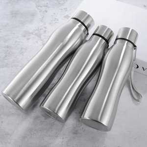 Bouteille d'eau en acier inoxydable à large ouverture avec couvercle à poignée en acier, gourde portable pour la randonnée en extérieur, gourde de sport à paroi simple pour la gym - Product Image 4
