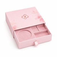 Boîte cadeau personnalisée rose avec tiroir, emballage rigide en papier de luxe avec insert en velours pour bijoux, cosmétiques, cadeaux