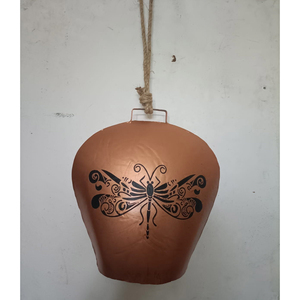 Vintage Christmas Hanging <b>Cow</b> <b>Bells</b> With Leather Strap Antique Silver Alpine Swiss Cowbell With Embossed Edelweiss Flower Sale - Product Image 4