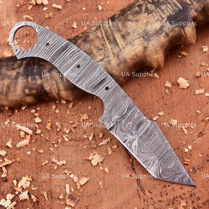 Cuchillo de Caza y Camping de Acero de Damasco de Alta Calidad, Afilado como una Navaja, Hoja Fija con Orificio para el Dedo, Punta Caída, 8 Pulgadas, Cuchillo Personalizado Semiterminado - Product Image 3