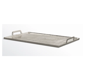 Bandeja rectangular de metal verde única, organizadora de servicio para desayuno y bebidas, mesa de centro otomana con diseño de hoja clásica, en oferta. - Product Image 3