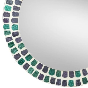 Designer Round Mirror With Artistic Mosaic <b>Frame</b> In Green And Purple Perfect For Home Decor And Styling Wholesale From India - Product Image 3