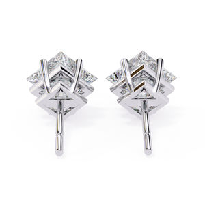 Pendientes de Oro Sólido de 18K con Moissanita Corte Princesa 6x6 mm 2.40 CT, Engaste de 4 Puntas, Joyería Fina Elegante para Mujer - Product Image 6