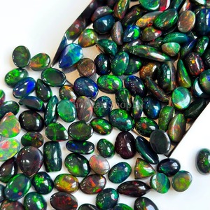 Ópalo etíope Welo negro natural, cabujón de 8x10mm y 10x14mm, piedra preciosa suelta para la fabricación de joyas, precio al por mayor, ópalo de fuego a granel. - Product Image 5