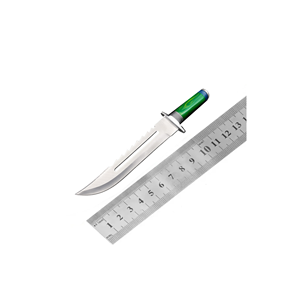 Couteau de camping Bowie avec lame en acier inoxydable, manche en bois dur, renfort en acier et bord partiellement dentelé, lame fixe pour l'extérieur - Product Image 4
