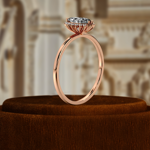 แหวนเพชรทรงมาร์คีส์ 1 กะรัต, แหวนเพชรเม็ดใหญ่แบบคลัสเตอร์ทอง 14k, แหวนเพชรทรงวินเทจดีไซน์เฉพาะตัวพร้อมเพชรด้านข้าง - Product Image 4