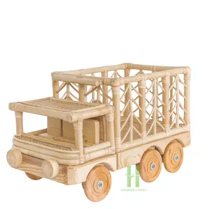 HNH工艺藤条玩具储物车柳条毛绒汽车婴儿藤条玩具手工编织藤条儿童学步卡车玩具来自越南