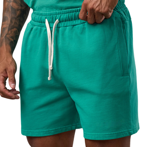 Mens Green Washed Sweat Shorts Elastic Waist Drawstring Casual Gymwear Gym Workout Sportswear Activewear Shorts for Men - Product Image 4