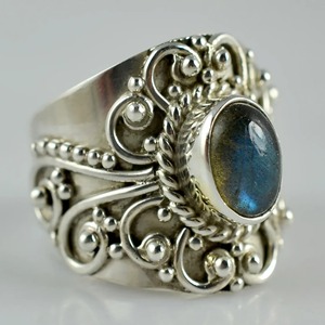 <b>Labradorite</b> <b>Ring</b> 925 Sterling Silver Handmade Boho Statement Promise <b>Ring</b> for Women Natural Oval Gemstone Jewelry - Product Image 3