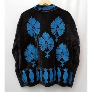 Manteau pull-over d'automne pour femme en velours écologique brodé de fleurs, broderie à la main, manches longues, séchage rapide, coton matelassé - Product Image 2
