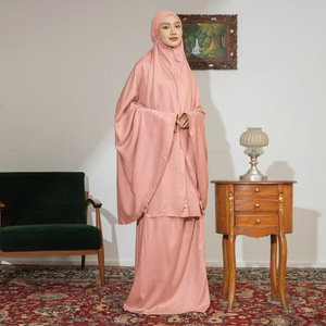 Conjunto de oración musulmán para mujer de rayón premium, suave y transpirable, color rosa polvoriento, mukena, abaya islámica, vestido de dos piezas, ropa de solat para mujer - Product Image 1