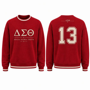Sweat-shirt à col rond Delta Sigma Theta, imprimé rouge crème, unisexe, coupe classique, pull-over, vêtement d'automne, pull en tricot décontracté - Product Image 1