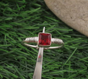 Bague en argent sterling 925 avec grenat rouge naturel pour femme, pierre précieuse ronde taille brillant, cadeau de mariage, fiançailles, anniversaire - Product Image 4