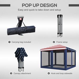 10x10FT American Flag Pop up <b>Tent</b> with Mesh Sidewalls Patriotism-Inspired <b>Canopy</b> for Outdoor Events - Product Image 5