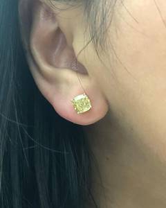 Yellow Gold Emerald Cut Diamond <b>Stud</b> <b>Earrings</b> Claw Setting Classic Everyday Wear Unisex Jewelry - Product Image 2