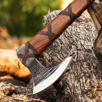 Burraq Hache de fendage industrielle personnalisée 23,5 pouces en acier au carbone, type Tomahawk, avec manche en bois de rose et étui en cuir, pour le camping, la chasse, le bricolage, cadeau pour papa
