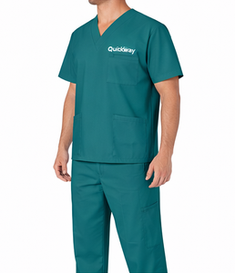 Ensemble de blouses d'hôpital unisexe, haut à col en V avec poches et pantalon assorti, vêtements de travail QuickWay - Product Image 3