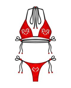 High Quality 220 GSM Stretch Polyester Spandex <b>Bikini</b> <b>Set</b> Green Yellow Tie Side Custom Logo Women <b>Bikinis</b> <b>Set</b> - Product Image 4