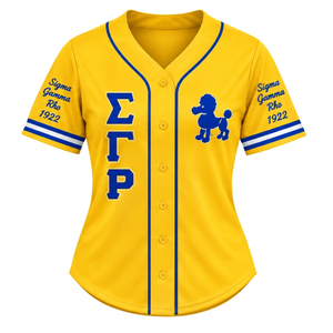 Camiseta Deportiva de Béisbol con Letras Griegas Sigma Gamma Rho para Mujer, Personalizada con Botones, Logotipo Bordado, Ropa al por Mayor - Product Image 1