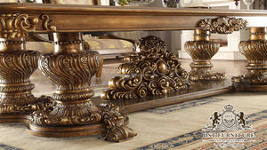 Conjunto de muebles de comedor hechos a mano de madera antigua Conjunto de muebles de comedor de estilo barroco de lujo Diseño de muebles de comedor de lujo Juego de mesa de comedor - Product Image 3