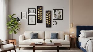 Modern Metal Paan <b>Leaf</b> <b>Wall</b> Hanging with Black Frame Handcrafted <b>Leaf</b> Sculpture for Wedding Home Decor Living Room Bedroom - Product Image 5