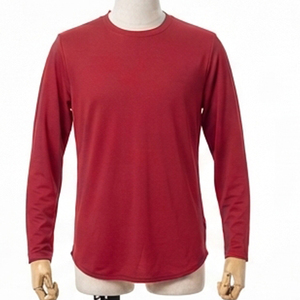 Camiseta de Manga Larga para Hombre, Cuello Redondo, con Patrón, Corte Regular, Informal, Roja, Anti-UV, Transpirable, Ecológica - Product Image 1