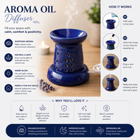 Diffuseur d'arômes électrique en céramique de luxe |   Brûleur d'huiles essentielles artisanal pour l'aromathérapie, le spa à domicile, la décoration et les cadeaux de bien-être haut de gamme
