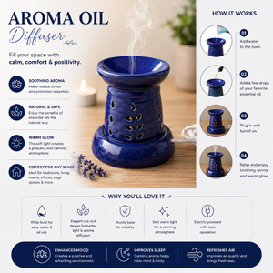 Luxury <b>Ceramic</b> Electric Aroma <b>Diffuser</b> | Handcrafted Essential Oil Burner for Aromatherapy Home Spa Wellness Decor Gift Premium - Product Image 2