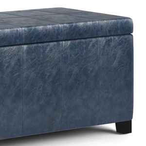 Banco Otomano de Almacenamiento en Mezclilla Azul Dover, Elegante Taburete y Otomano - Product Image 4