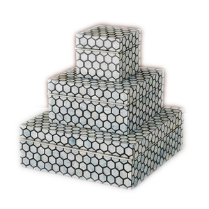 Juego de Cajas Redondas de Cerámica Hechas a Mano con Tapa, Pintadas a Mano con Patrón Geométrico Azul y Blanco, Decoración Ligera para el Hogar - Product Image 5