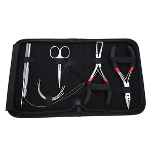 New Hair Extension <b>Tools</b> <b>Kit</b> with 5 Inch 3-Hole Bead Crimping Plier Bead Removal Plier Wire Loop & Hook Threader <b>Mini</b> Scissor - Product Image 1