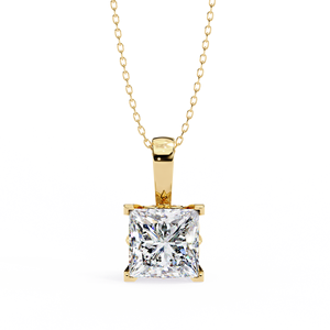 จี้เพชรทรงปรินเซสคัท 3 กะรัต ทองคำแท้ 14K แบบมินิมอล ได้รับการรับรองจาก IGI พร้อมตัวเรือนแบบหนามเตย สำหรับผู้หญิง เหมาะเป็นของขวัญสำหรับงานปาร์ตี้ - Product Image 1